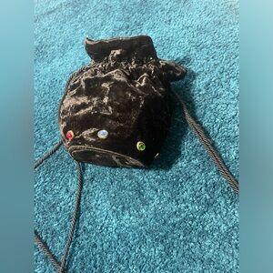 Beautiful vintage black suede purse